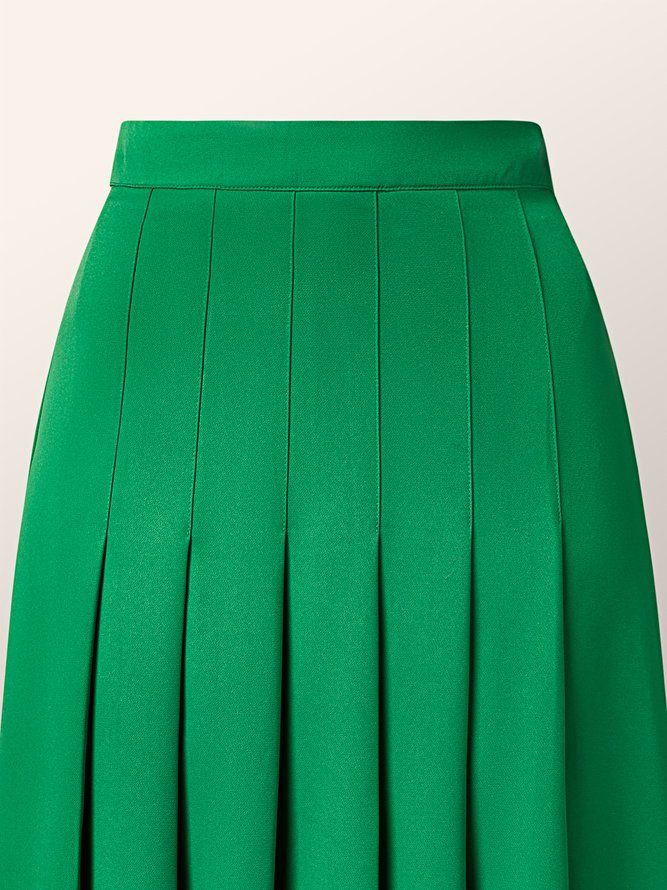 Daily Plain Green Regular Fit Elegant Skirt