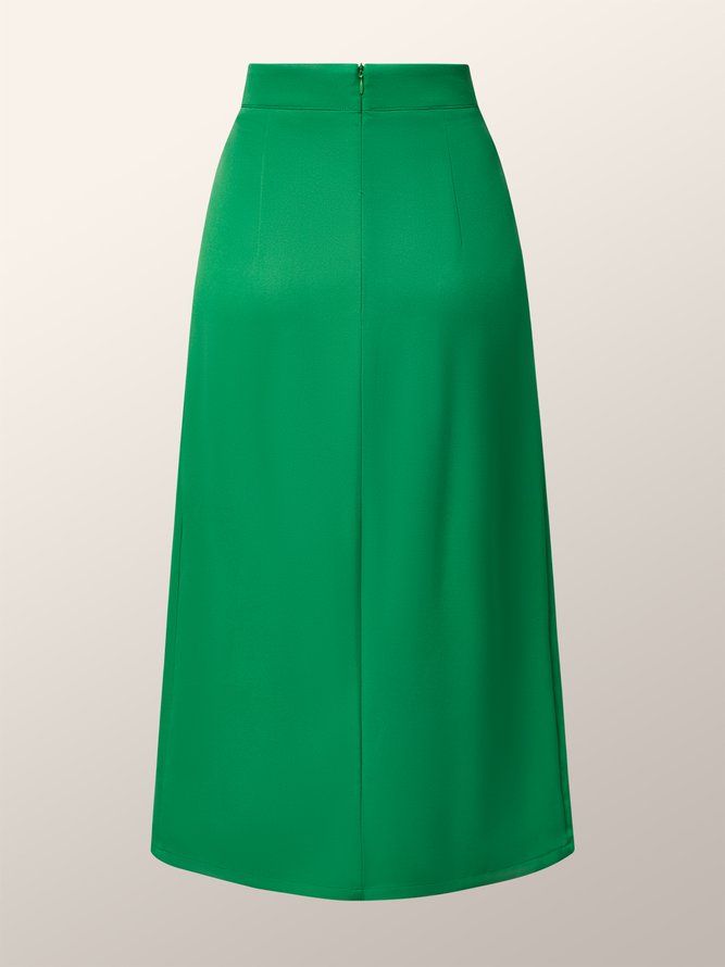 Daily Plain Green Regular Fit Elegant Skirt