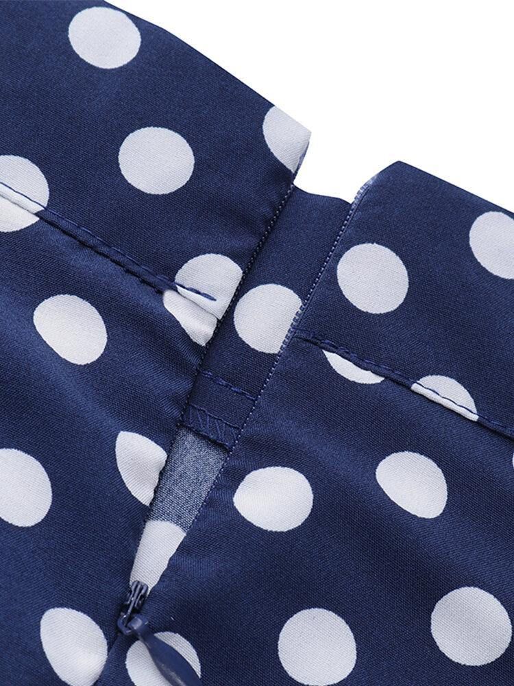 Kvinner Polka Dot Print Loose Big Swing Sidelommer Uformelt Langt Skjørt