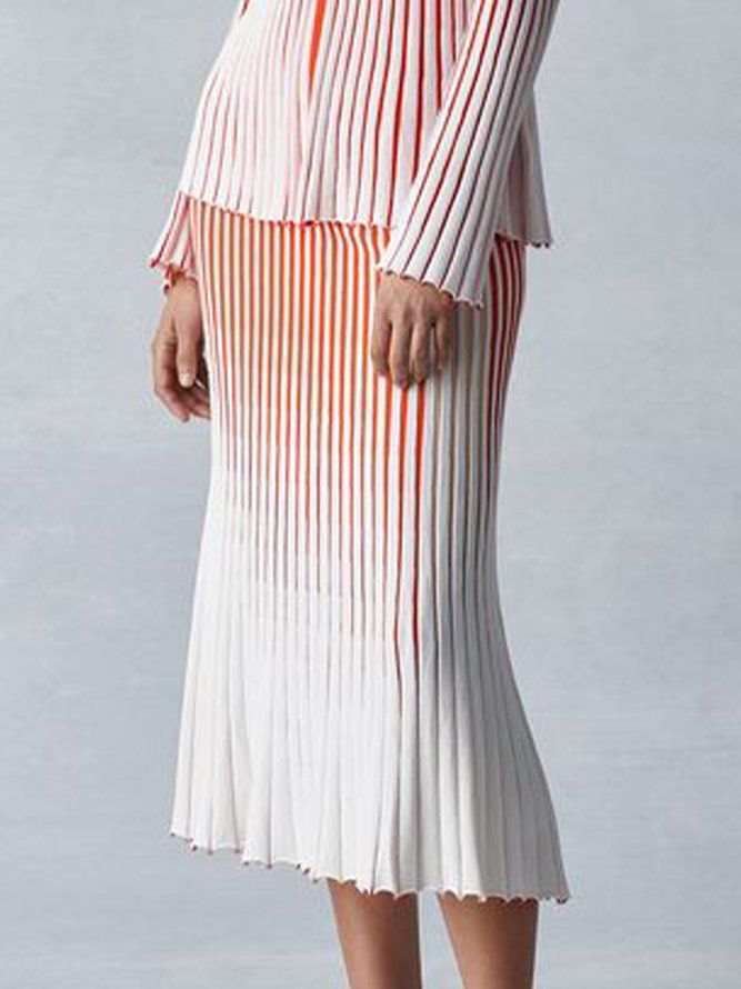 Urban Striped Color Block Midi-Skjørtgenser