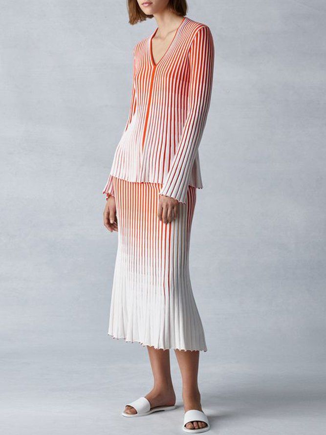 Urban Striped Color Block Midi-Skjørtgenser