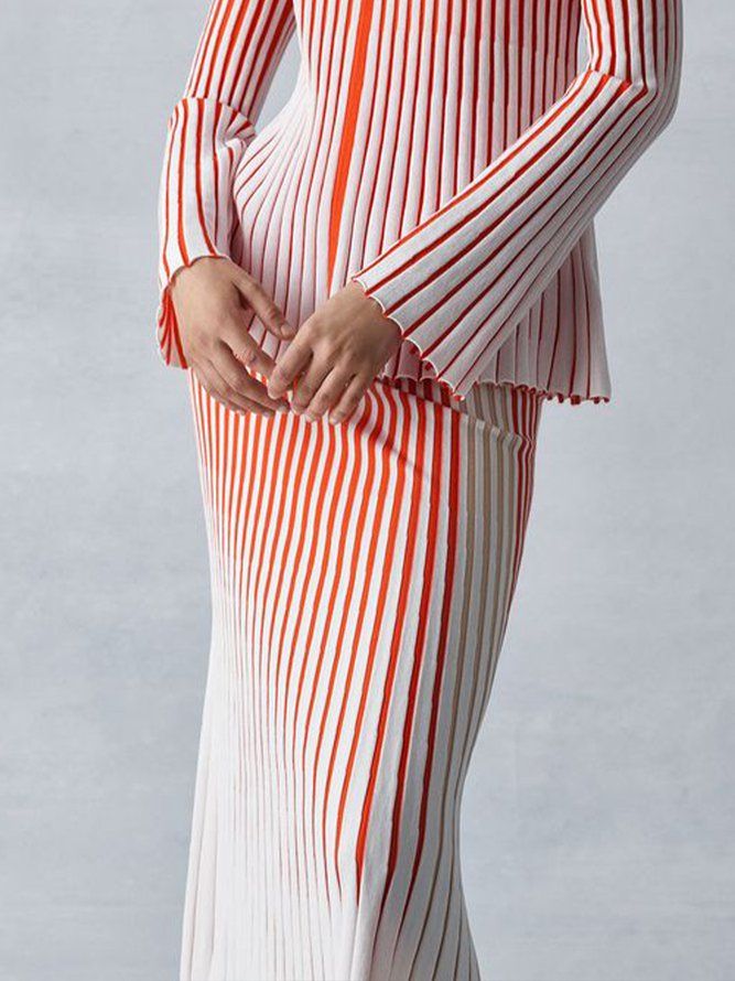 Urban Striped Color Block Midi-Skjørtgenser