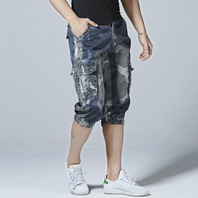 Casual Camo Joggerbukser Med Flere Lommer Korte Jeans