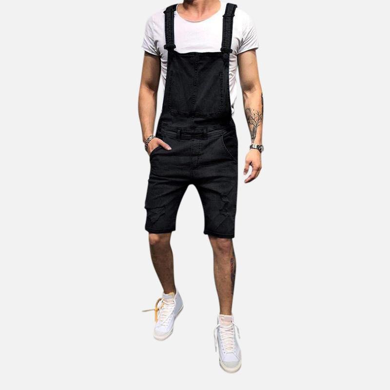 Menn Slim Fit Denim Short Casual Jumpsuit