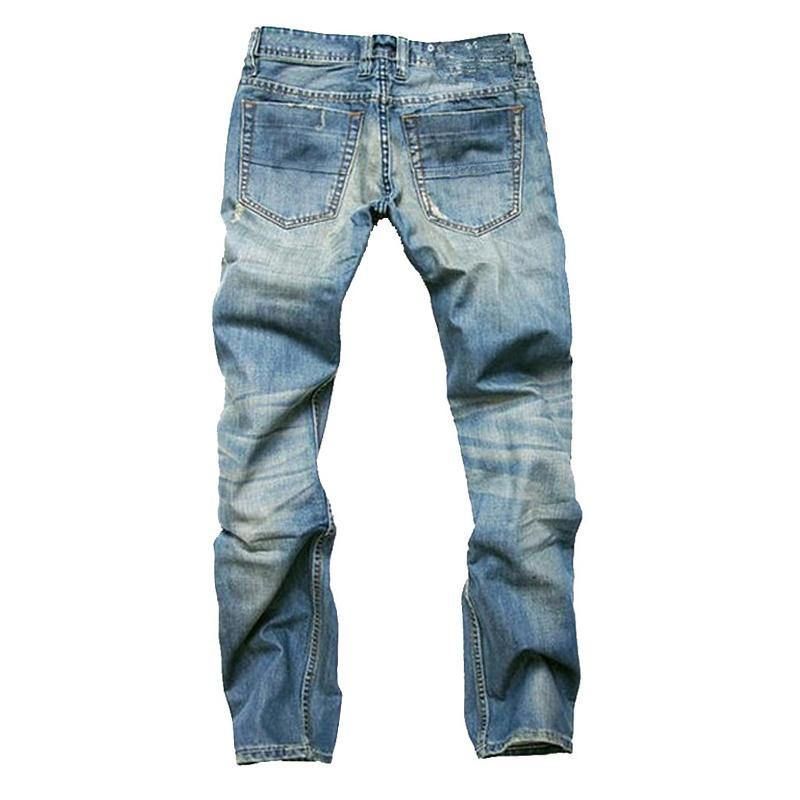 Rippede Foldsøm Rett Vaskede Jeans