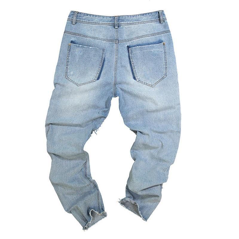 Stilig Patchwork Hip-Hop Blå Vaskede Designerjeans