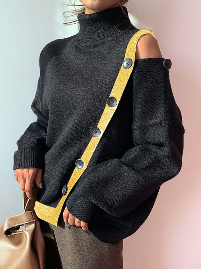 Høy Elastisitet Urban Loose Turtleneck Langermet Genser