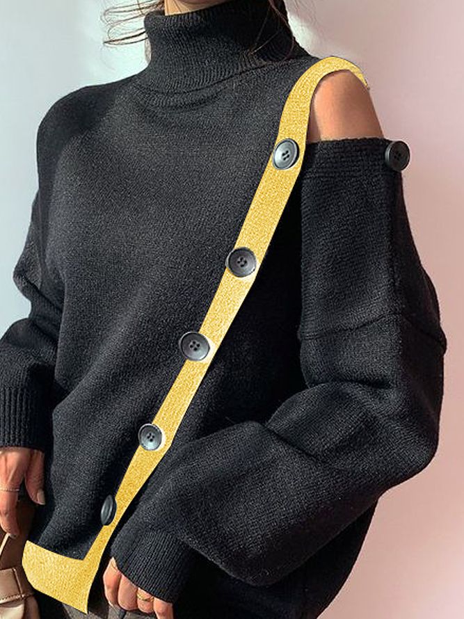 Høy Elastisitet Urban Loose Turtleneck Langermet Genser