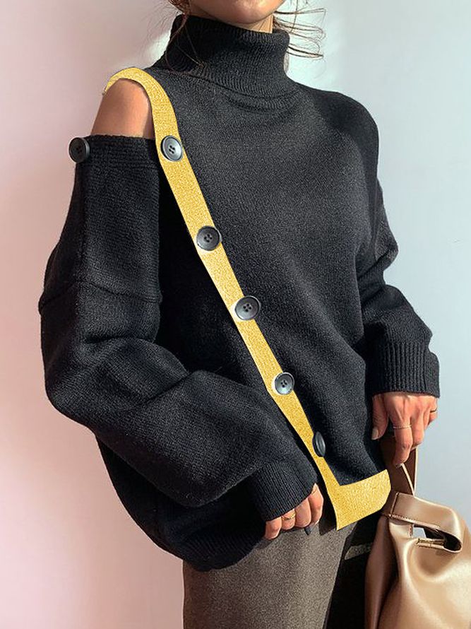 Høy Elastisitet Urban Loose Turtleneck Langermet Genser