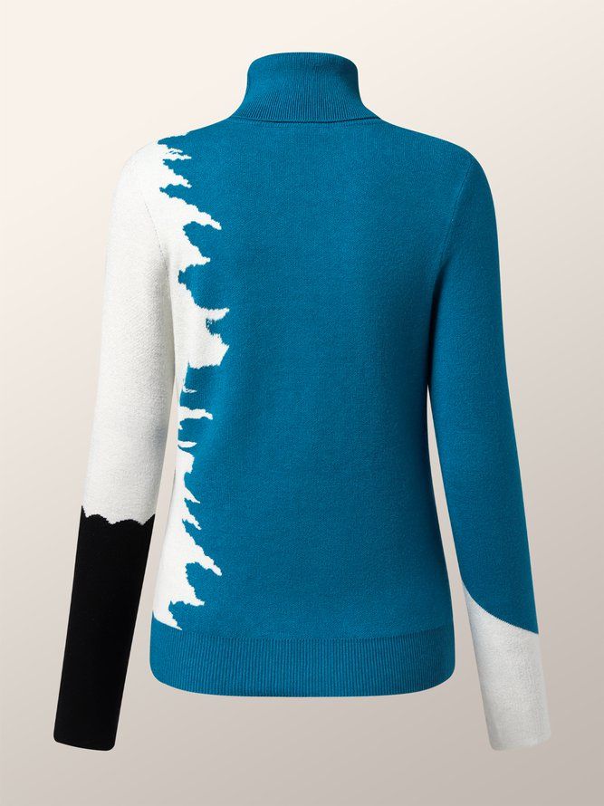 Mote Langermet Turtleneck Color Block Genser