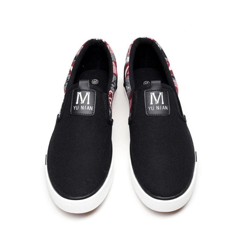 Menn Canvas Pustende Slip-On Sklisikker Myke Fritidssko