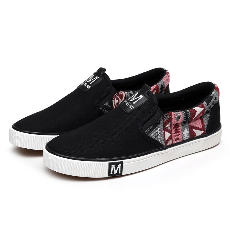 Menn Canvas Pustende Slip-On Sklisikker Myke Fritidssko