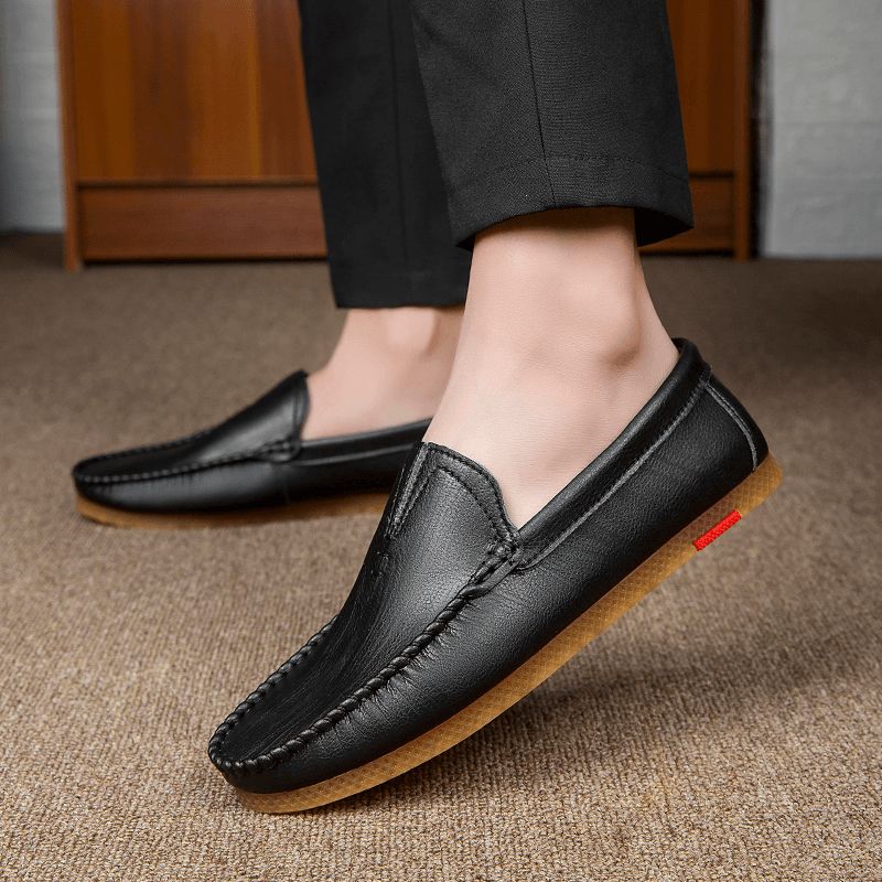 Menn Mikrofiber Pustende Komfortabel Bunn Slip På Kjøring Casual Leather Loafers Sko