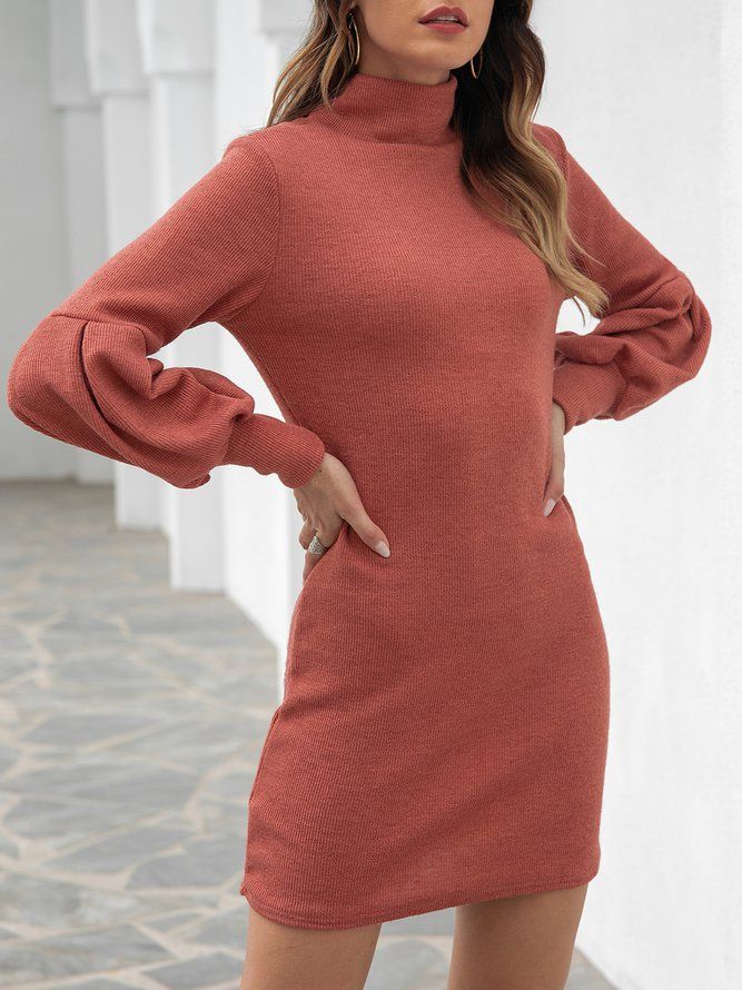 Urban Simple Half Sleeve Pockets Plain Shirt Dress