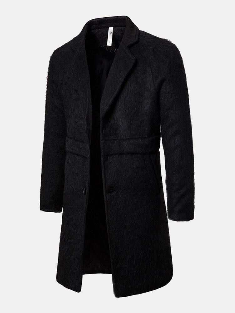 Herre Varm Enkel-Breasted Mellomlang Business Trenchcoats