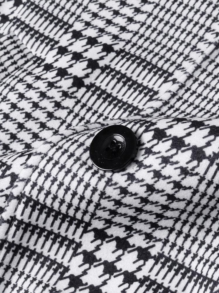 Houndstooth Jakkeslag For Menn Med Enspent Mellomlange Trenchcoats