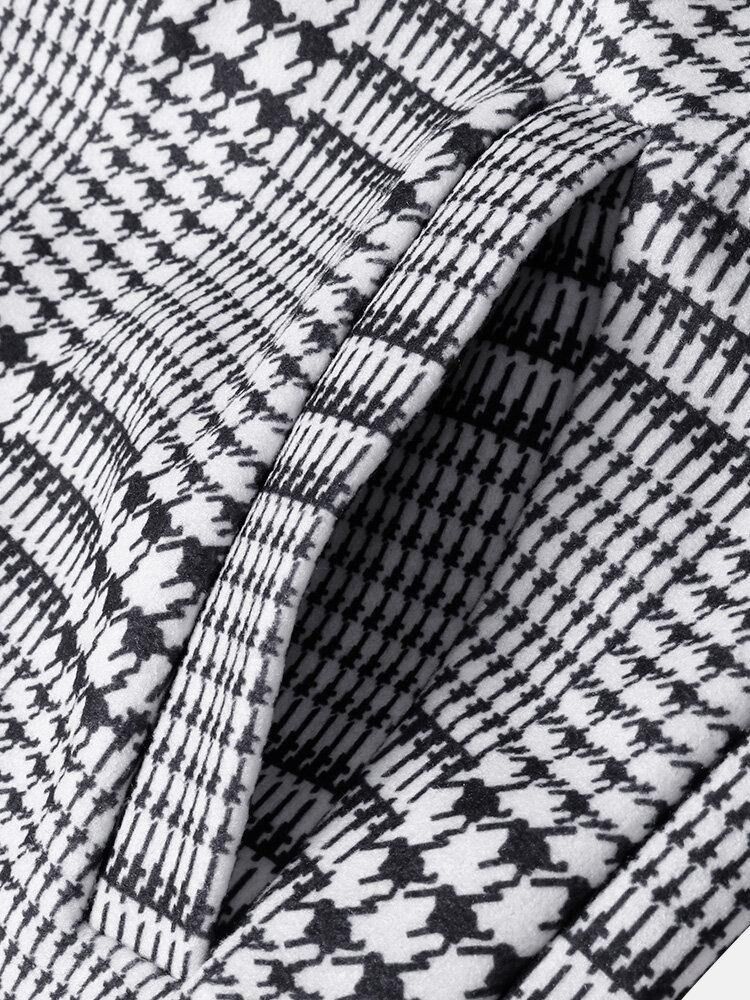 Houndstooth Jakkeslag For Menn Med Enspent Mellomlange Trenchcoats