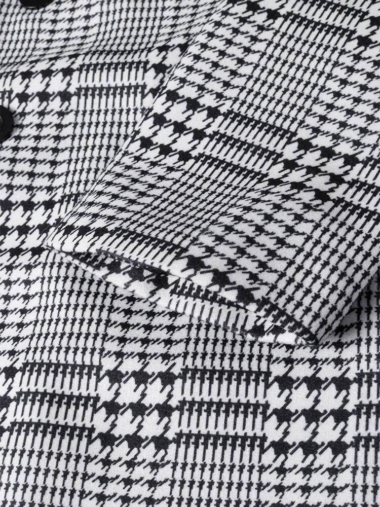 Houndstooth Jakkeslag For Menn Med Enspent Mellomlange Trenchcoats