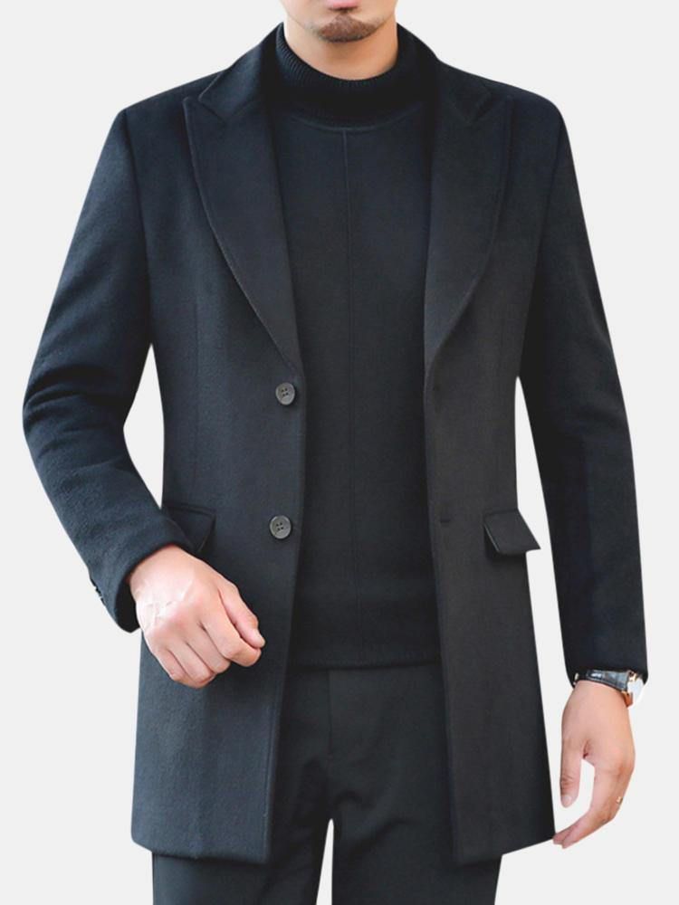 Menn Vinter Varm Bomull Polstret Slank Mid Long Trench Coat