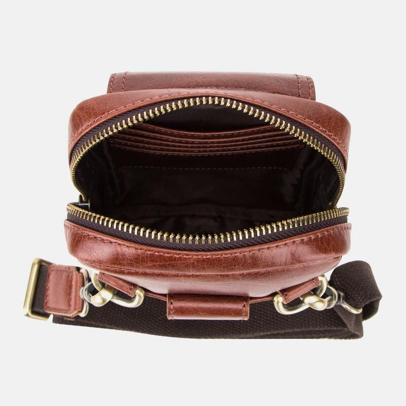 Menn Ekte Skinn Retro Mote 5.8 Tommers Telefonveske Multi-Bære Crossbody Bag Midjeveske