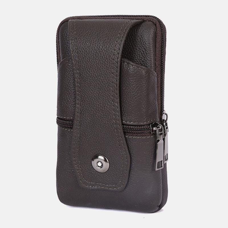 Menn Slitesterk Klaff Magnetisk Knappdesign Midjeveske Pustende Smakløs Belteveske 6.5 Tommers Telefonveske Crossbody-Vesker Med Skulderstropp