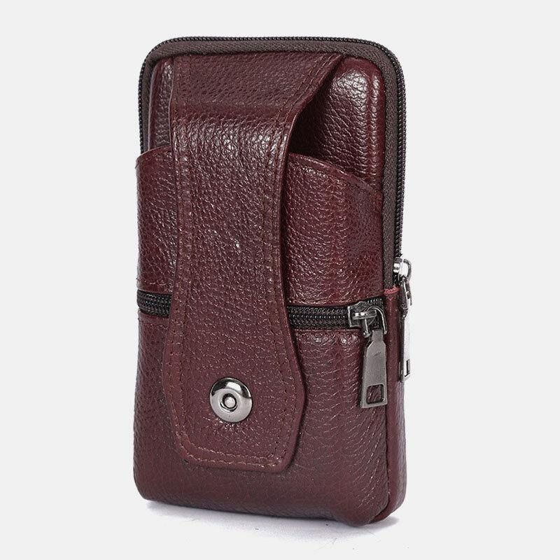 Menn Slitesterk Klaff Magnetisk Knappdesign Midjeveske Pustende Smakløs Belteveske 6.5 Tommers Telefonveske Crossbody-Vesker Med Skulderstropp