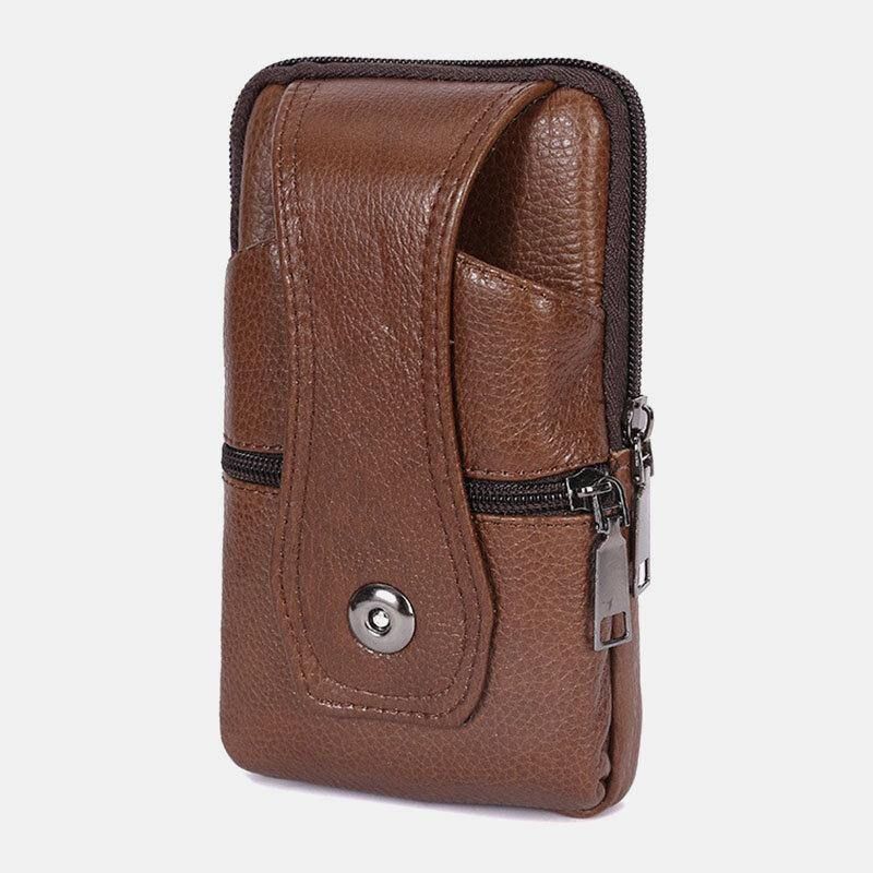 Menn Slitesterk Klaff Magnetisk Knappdesign Midjeveske Pustende Smakløs Belteveske 6.5 Tommers Telefonveske Crossbody-Vesker Med Skulderstropp