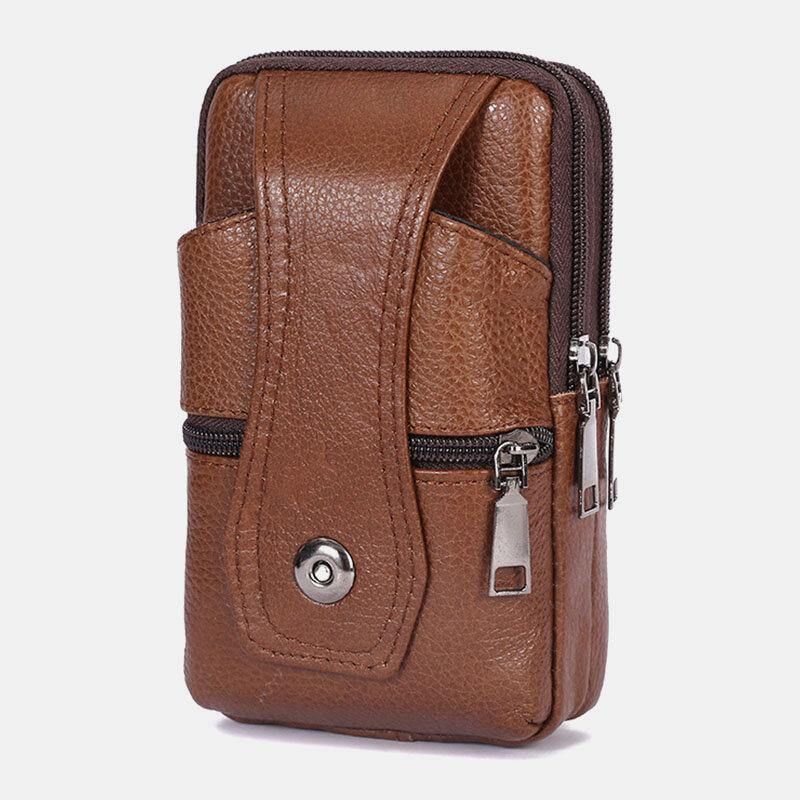 Menn Slitesterk Klaff Magnetisk Knappdesign Midjeveske Pustende Smakløs Belteveske 6.5 Tommers Telefonveske Crossbody-Vesker Med Skulderstropp