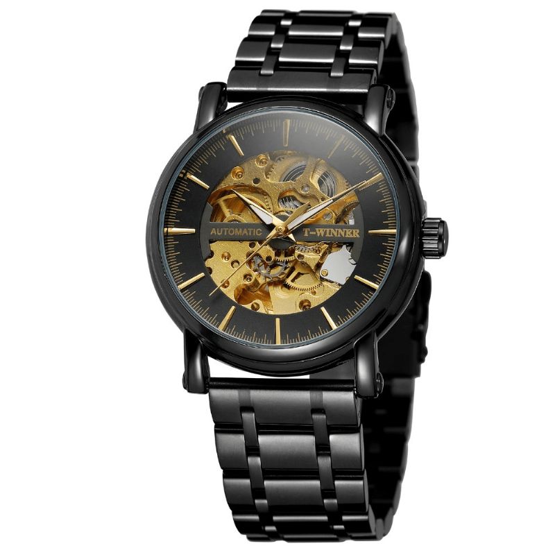 Alloy Automatic Mechanical Watch Full Steel Fashion Hollow Business Herre Watch