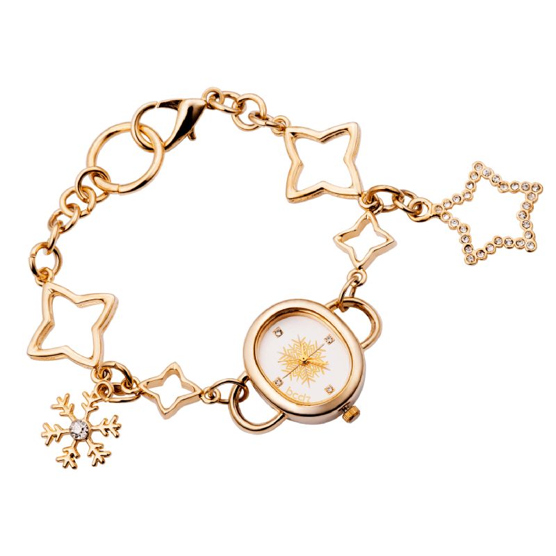 Asj Fashion Elegant Oval Dial Star Armbånd Dame Kvartsklokke Armbåndsur