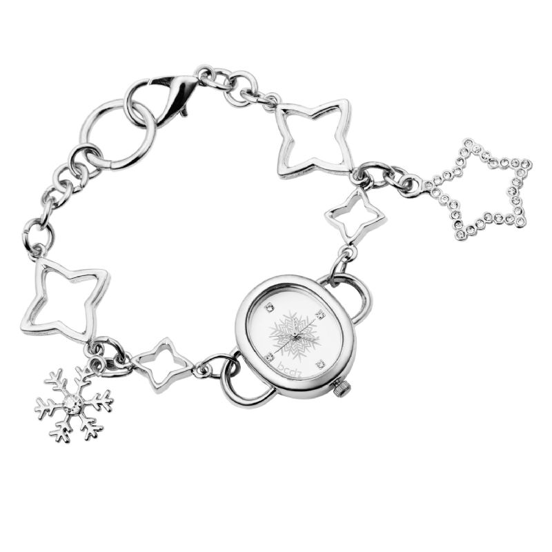 Asj Fashion Elegant Oval Dial Star Armbånd Dame Kvartsklokke Armbåndsur