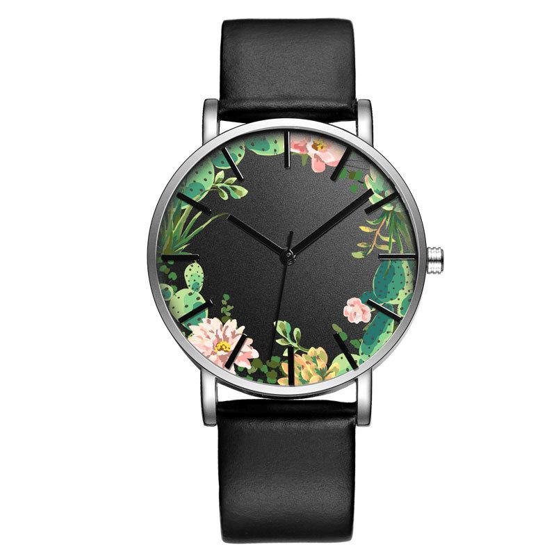 Baosaili B-9014 Unisex Armbåndsur Flower Picture Dial Display Kvartsklokke