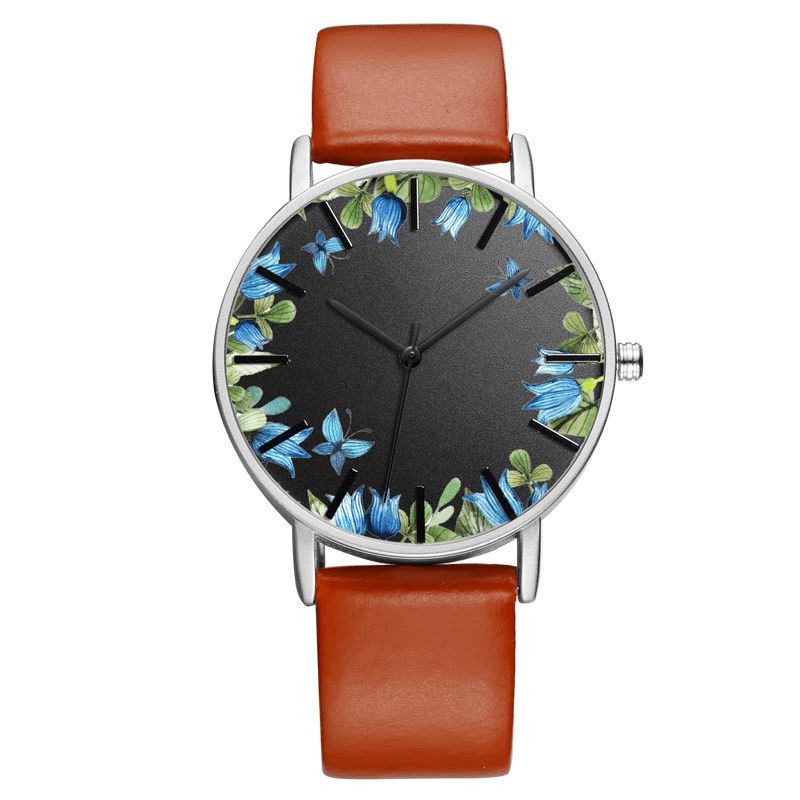 Baosaili B-9014 Unisex Armbåndsur Flower Picture Dial Display Kvartsklokke