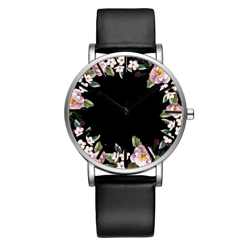 Baosaili B-9014 Unisex Armbåndsur Flower Picture Dial Display Kvartsklokke