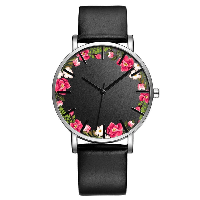 Baosaili B-9014 Unisex Armbåndsur Flower Picture Dial Display Kvartsklokke