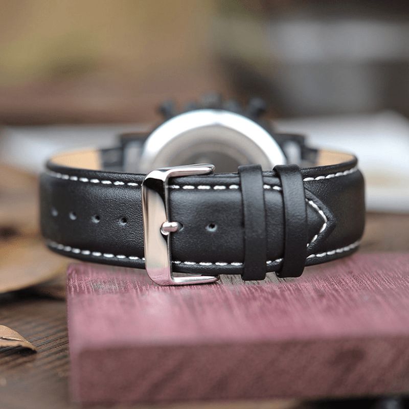 Bobo Bird P09 Menn Casual Wooden Dato Display Armbåndsur Kvartsklokke Med Boks