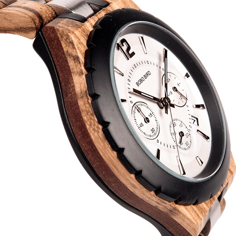 Bobo Bird R22 Ultra Thin Chronograph Herre Armbåndsur Tre Creative Kvartsklokke