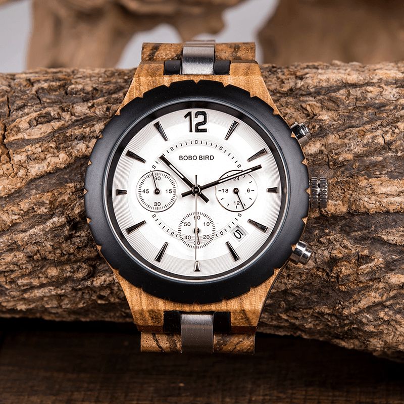 Bobo Bird R22 Ultra Thin Chronograph Herre Armbåndsur Tre Creative Kvartsklokke