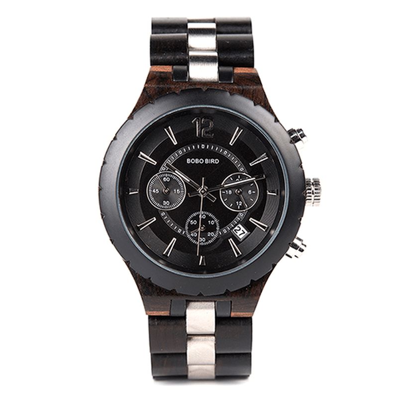 Bobo Bird R22 Ultra Thin Chronograph Herre Armbåndsur Tre Creative Kvartsklokke