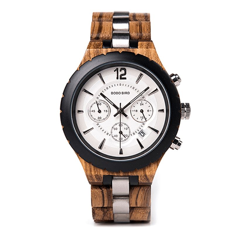 Bobo Bird R22 Ultra Thin Chronograph Herre Armbåndsur Tre Creative Kvartsklokke