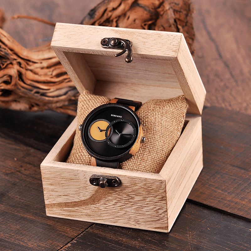 Bobo Bird W-R10 Two Time Zones Creative Watch Wooden Dame Herre Kvartsklokkees