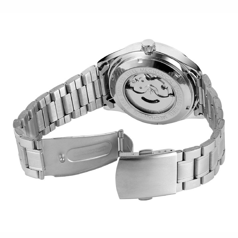 Business Alloy Band Vanntett Herre Helautomatisk Mekanisk Klokke Armbåndsur