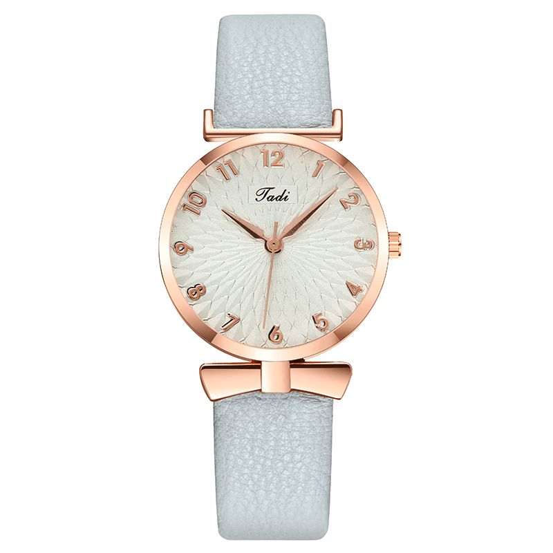 Business Elegant Kvinner Watch Lær Band Petal Gradient Pattern Dial Justerbar Lås Kvartsklokke