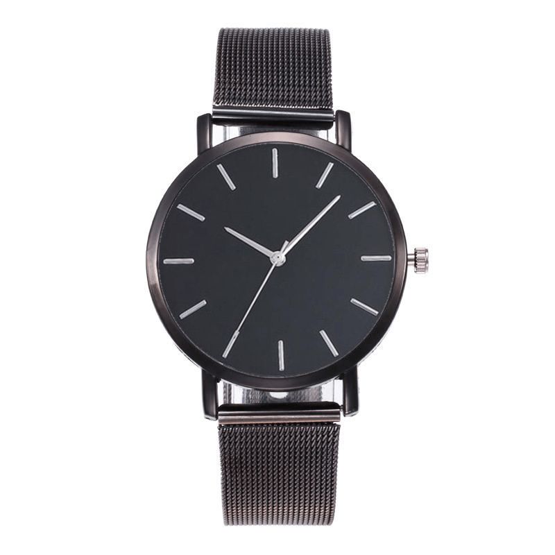 Casual Business Kvinner Watch Full Alloy Case Mesh Band No Number Dial Kvartsklokke