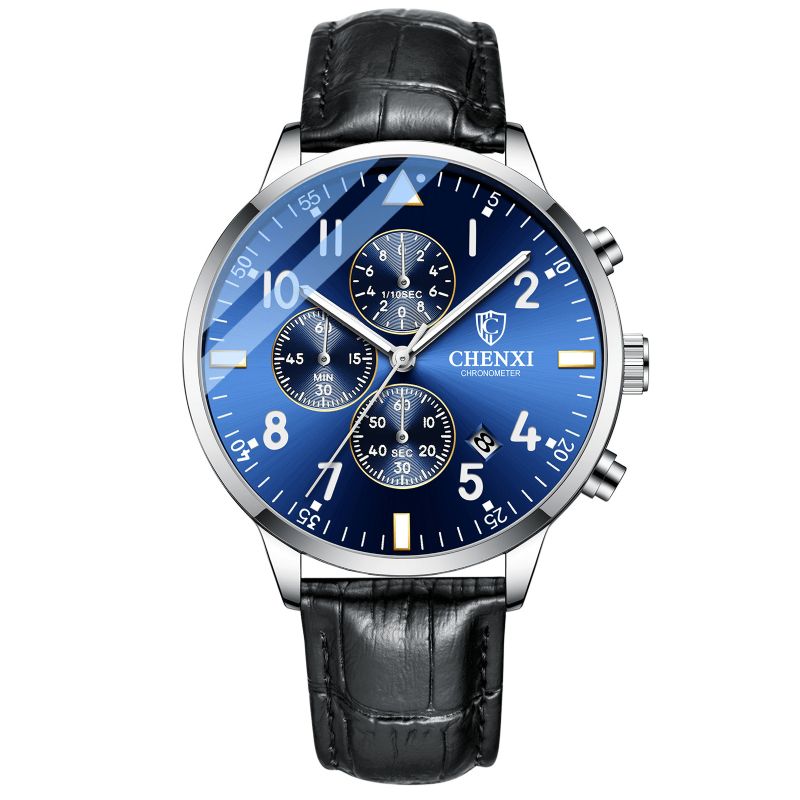 Chenxi Business Menn Full Steel Quartz Armbåndsur Vanntett Dato Klokke Legering Herreklokke