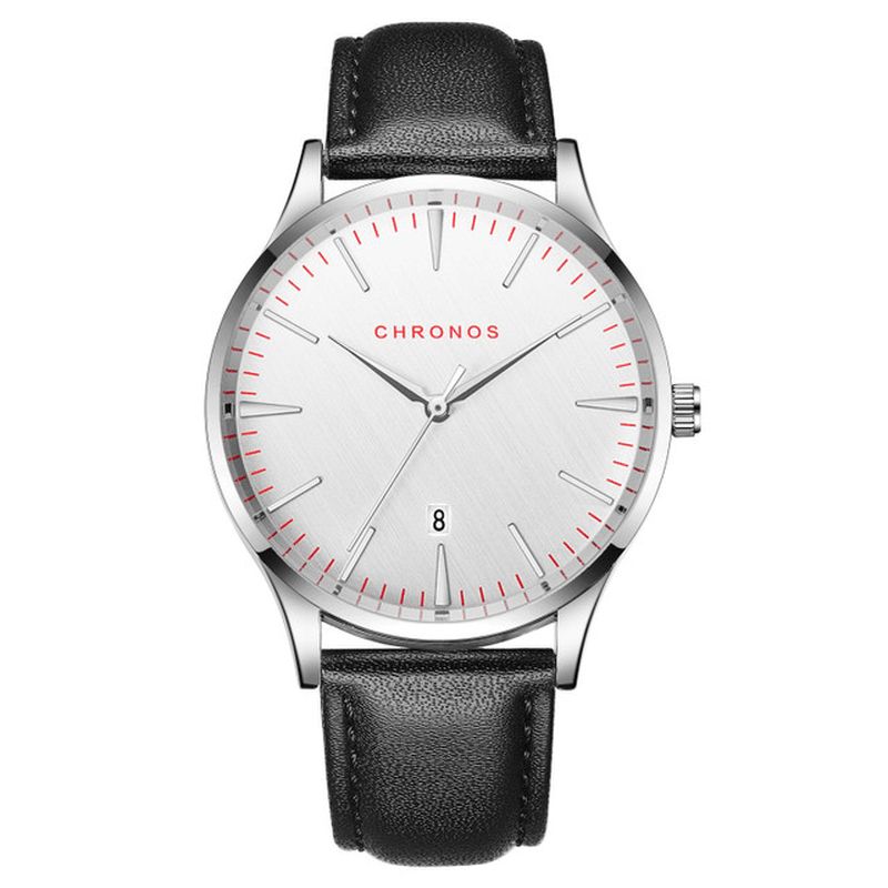 Chronos Ch27 Vanntett Armbåndsur For Menn 40 Mm Hardlex-Urskive Ultra Tynn Kvartsklokke