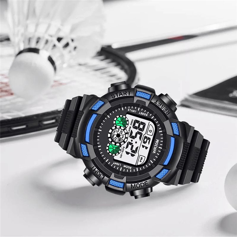 Coobos 0929 Fashion Menn Led Elektronisk Digital Klokke Lysende Kalender Vekkerklokke Vanntett Sport Klokke