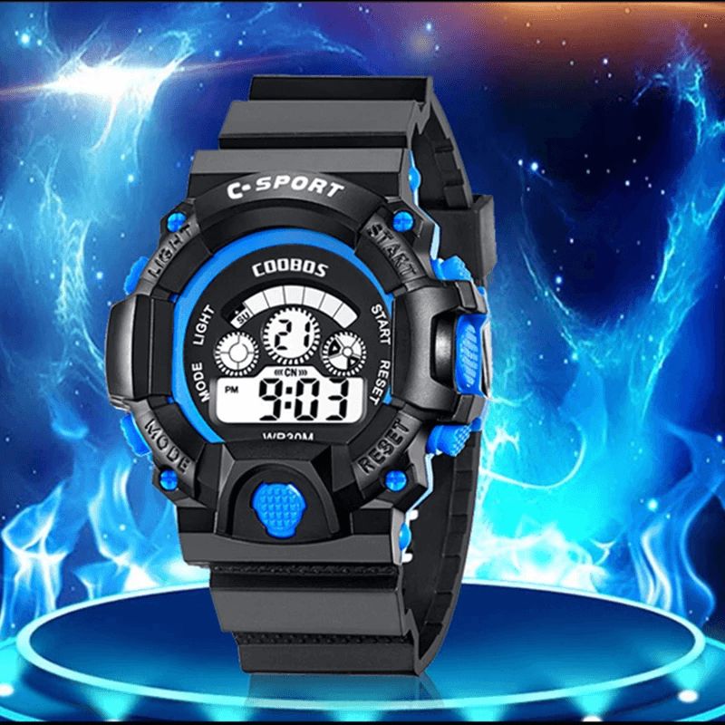 Coobos 1016 Fashion Menn Led Elektronisk Digital Klokke Lysende Kalender Vekkerklokke Vanntett Sport Klokke