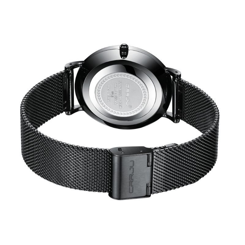 Crrju 2216 Business Style Menn Armbåndsur Dato Vis Analog Full Steel Kvartsklokke