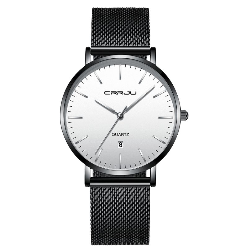 Crrju 2270 Herre Simple Dial Business Style Fashion Full Steel Strap Kvartsklokke